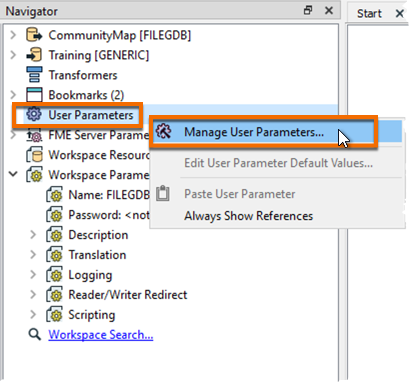 Managing User Parameters
